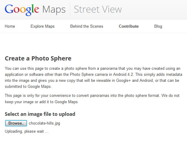 photosphere google map upload